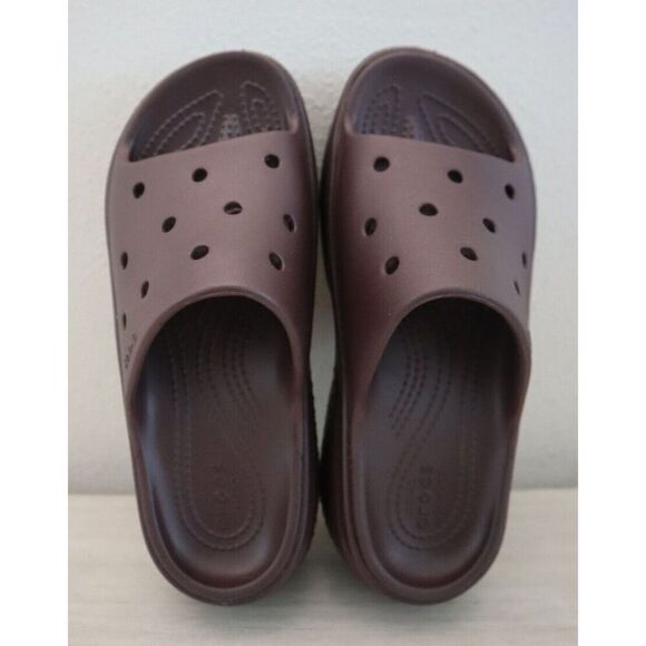 CROCS  Unisex Men's Sz 6 Women's Sz 8 Mocha Brown Stomp Slide Sandals Clogs - Picture 2 of 8